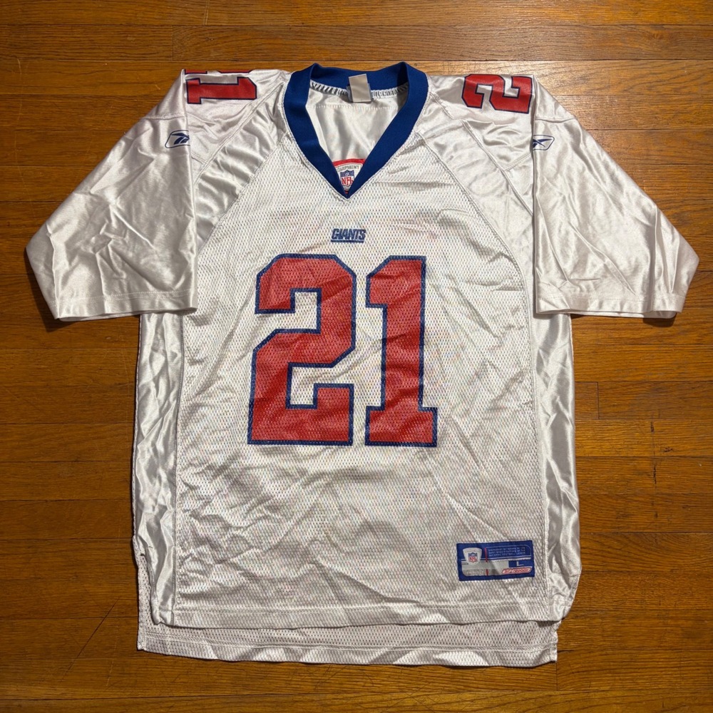 Reebok NFL New York Giants Tiki Barber 21 Jersey White Mens Large L Vintage